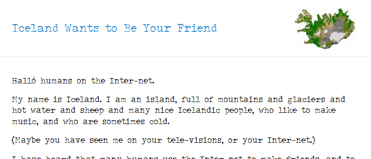 Iceland wants to be your friend